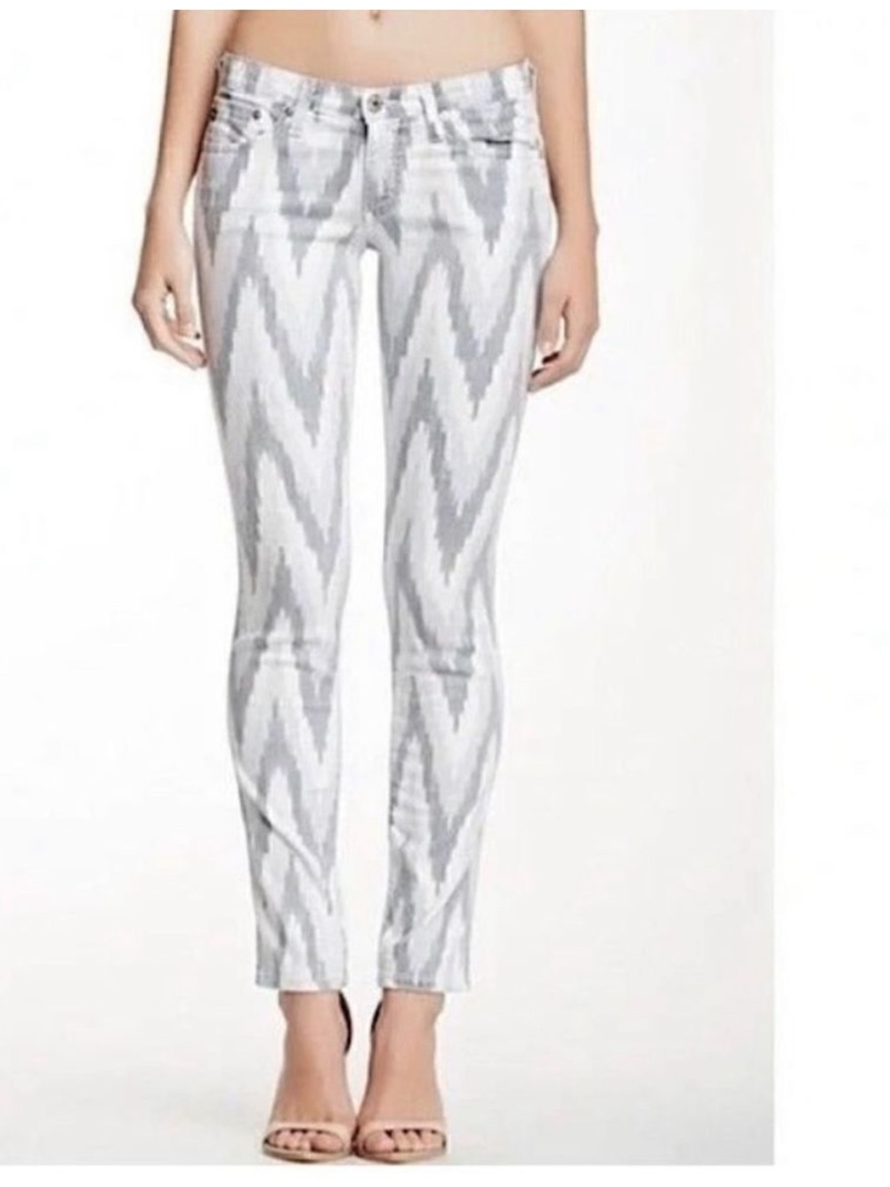 AG Adriano Goldschmied The Stilt Zig Zag Print Jeans Pants Size 27R, 30”inseam